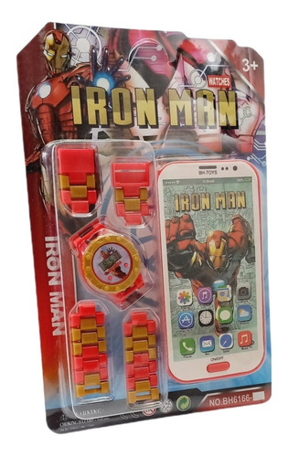 Reloj Para Niños Iron Man + Telefono Juguete Cod 2546