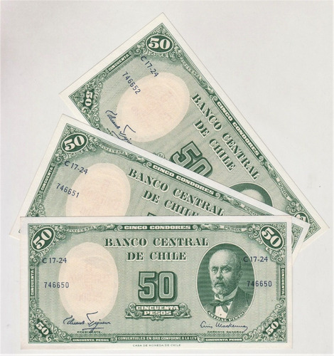 Imagen 3 de 5 de Billete Chile 50 / 5 Cts Escudos Figueroa Mackenna Unc (c85)
