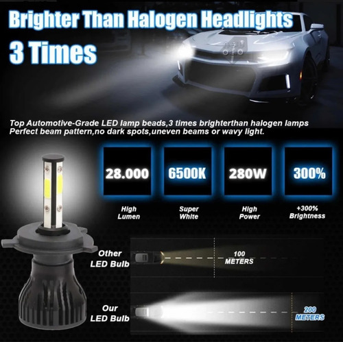 Imagen 5 de 6 de Luces Turbo Led Modelo K9 H3 H4 H7 H8 H9 H11 880. 28000 Lm