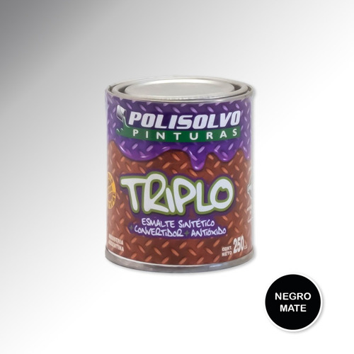 Esmalte Sintético Triple Acción 250ml Triplo Negro Mate