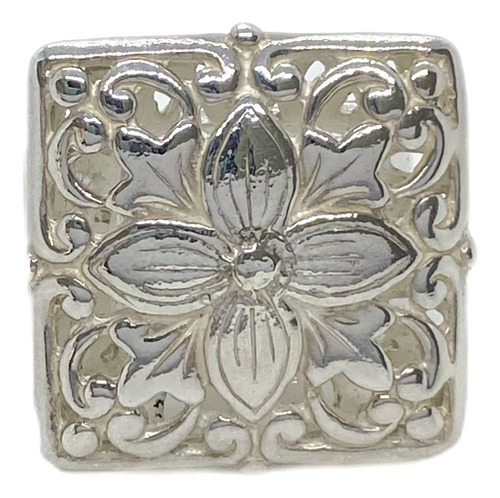 Anillo Art Deco Flor Plata 925 Cuadrado T:16 