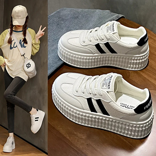 Zapatillas Con Plataforma Para Mujer, Zapatos De Tabla Casuales A La Moda