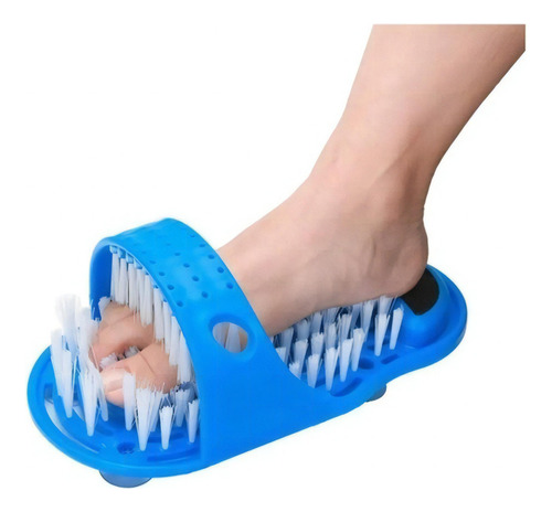 Par Lava Pés Chinelo Escova Massagear Pé Banho Lixa Escova Cor Azul