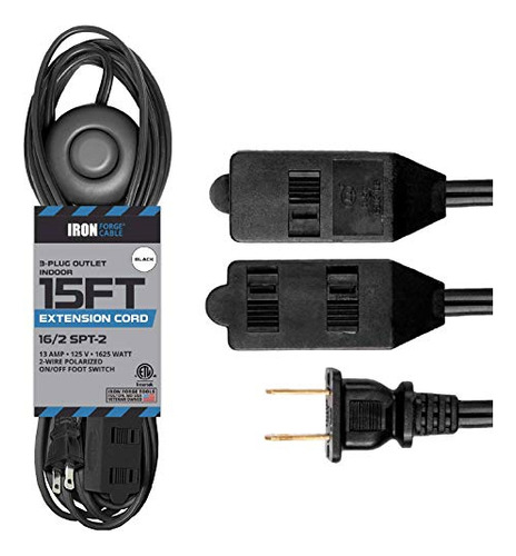 Cable Extensión 15 Ft Con Interruptor Y 3 Tomas De