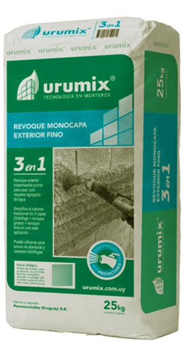 Revoque Mortero Exterior 3 En 1 - 25kg Urumix