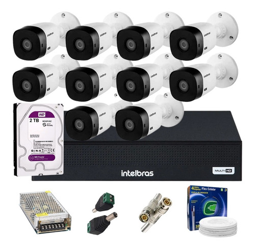 Kit Intelbras 10 Cameras 1120b Dvr 16 Canais 1016c C/2tb