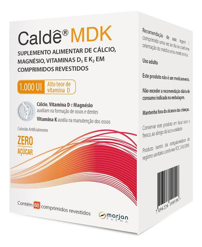 Caldê Mdk 1000ui Com 60 Comprimidos Sem Sabor