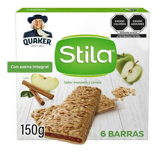 2 Pza Barras De Cereal Quaker Stila Sabor Manzana Canela 6 P