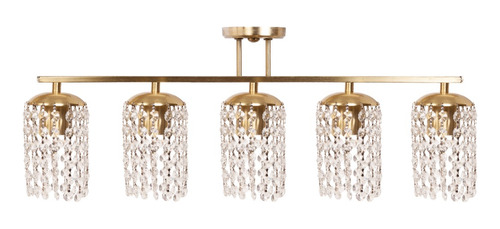 Lampara Colgante 1 Luz Lyon Dorado C/ Caireles De Vidrio Estructura Bronce Mate