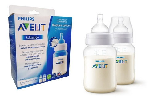 Set 2 Mamaderas Avent Philips Classic De 260 Ml