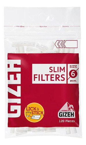 Filtros Gizeh Slim 6mm Pack X10 Unidades 