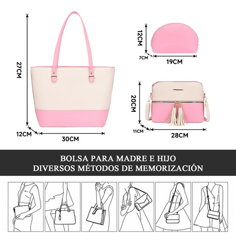 Bolso De Mano De Pu Cuero,3 Pcs Bolso De Hombro Para