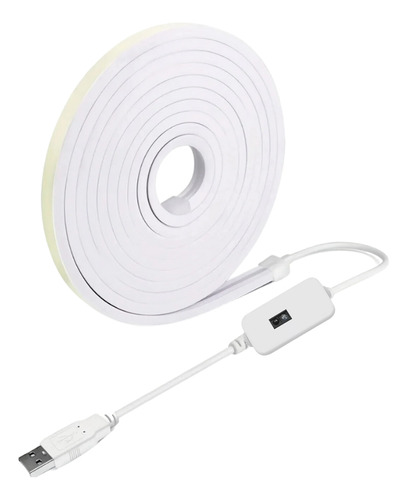 Cinta Led Neon Flex 5 Metros Usb Con Adhesivo Luz Regulable Luz Blanco Frío