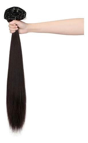 Extensiones De Cabello Con Clip, 7 Piezas, Cabeza Completa, Marrón Oscuro