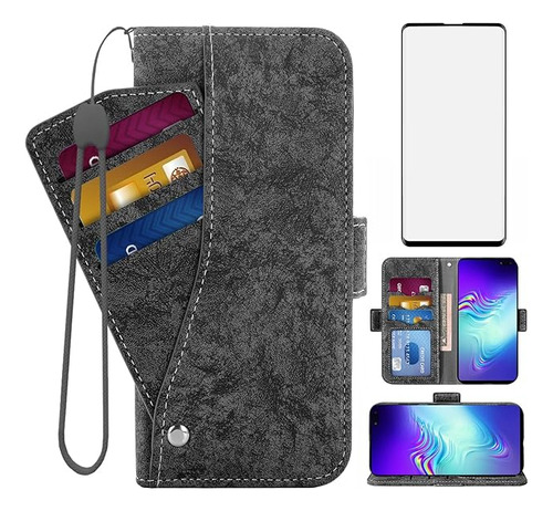 Compatible Con Galaxy S10 5g Funda Tipo Cartera De Vidrio Te