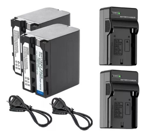 Kit 2 Bat F970 + 2 Carregador Para Led Yongnuo Yn608 Yn600