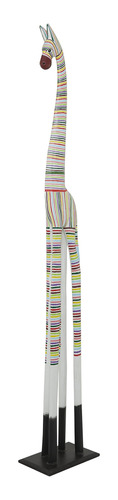 Deco Escultura Jirafa Madera Multicolor