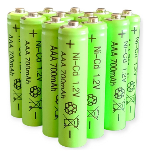 Pack 12 Pilas Aaa Recargables Solares 1.2v 700mah