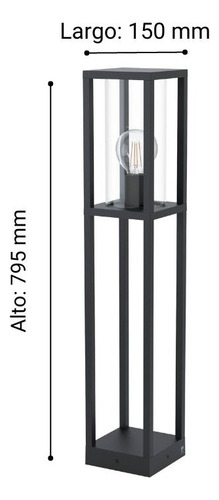 Lámpara De Pie Cascinetta Aluminio negro L150 H795 E27 1x40W IP55 Cod.98715