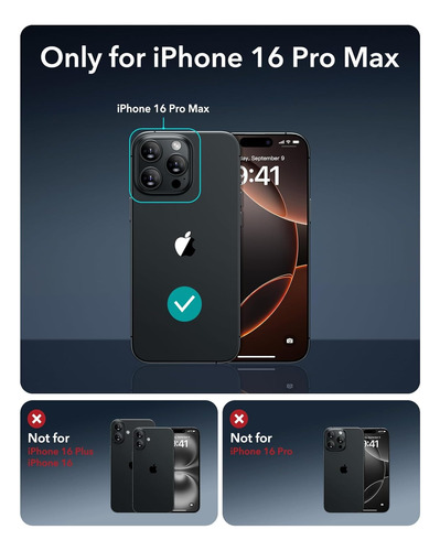 Funda Esr Magnetica Para iPhone 16 Pro Max Negro Escarcha