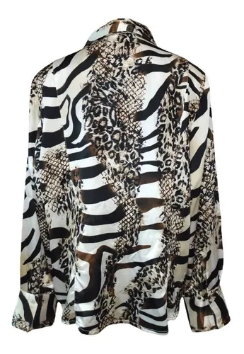 Camisa Vintage Con Animal Print Manga Larga - Camisa Presa (Usado)
