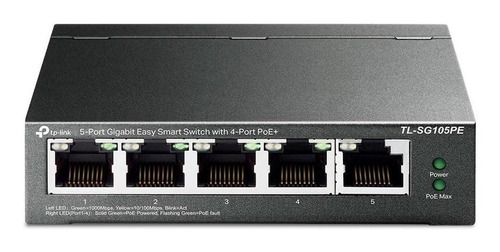 Conmutador Gigabit Easy Smart TL-SG105pe de 5 puertos con 4 puertos PoE+