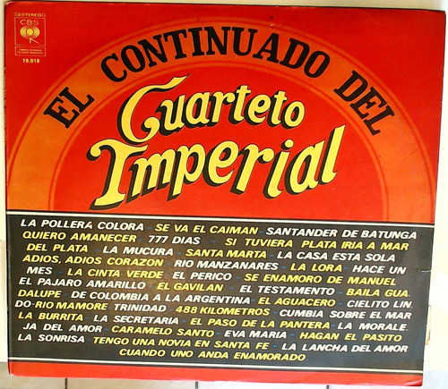 El Continuado Del Cuarteto Imperial Vinilo