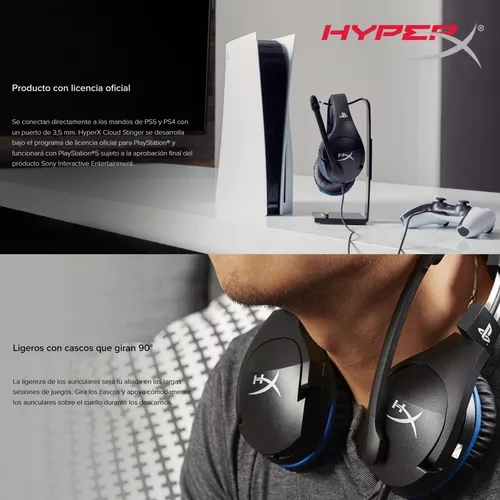 HyperX Cloud - Auriculares para juegos con licencia oficial de PlayStation  para PS4 y PS5 con control