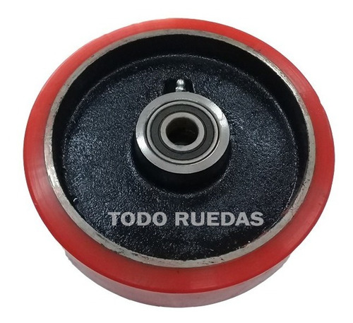 Rueda De Hierro Y Poliuretano 250mmx50  Rulemanes 25mm 700kg