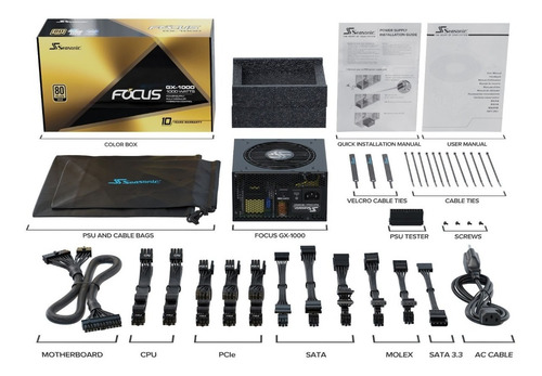 Imagen 10 de 10 de Fuente 1000w Seasonic Focus Gx-1000 80+ Gold