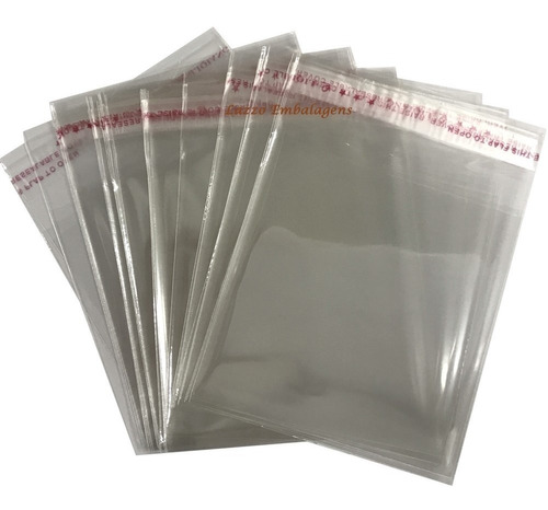 1.000 Saco Adesivado Plastico Transparente 10x15 Cm +aba.