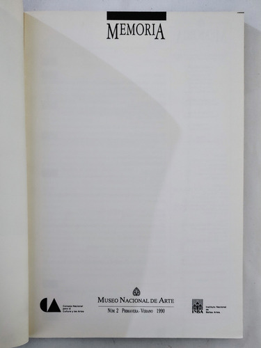 Memoria Núm. 2 Primavera-verano 1990. Museo Nacional De Arte (Usado)