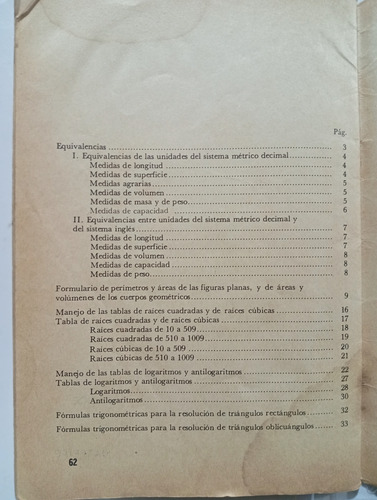 Tablas Matemáticas (Usado)