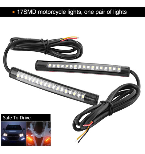 1 Par Motocicleta Carro Flexível 17 Smd Levou Cauda Luz Tira