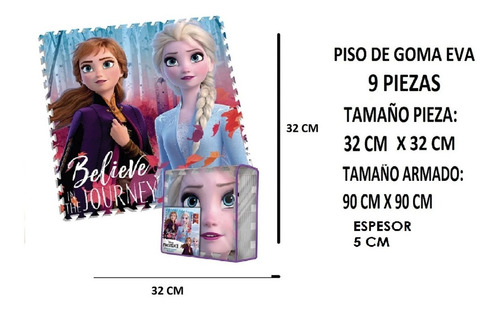 Imagen 2 de 4 de Piso De Goma Eva Frozen 2 Piezas 9 De 32 Cm Tapimovil