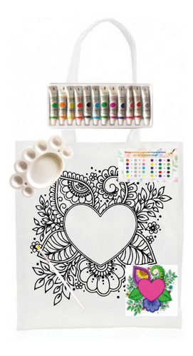 Kit Bolsa Poliéster Para Pintar Corazón Silvestre 2