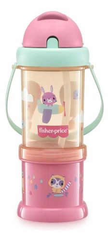 Taza de entrenamiento infantil Playful Fisher Price con soporte para aperitivos, color rosa atardecer