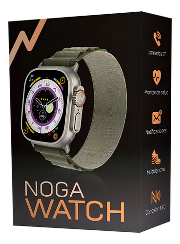 Smartwatch Bluetooth Noga Android Ios 128 MB Ram Pcreg Cor da capa: preta, cor da malha, verde, moldura, cor cinza