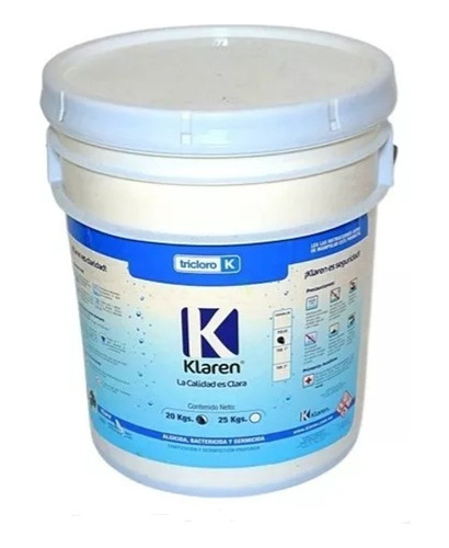 Klaren Tricloro Cloro Para Alberca Tableta 3 Pulgadas 20 Kg