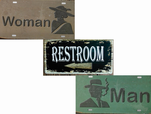 Imagen 1 de 3 de Chapa Patente Relieve Deco Vintage Baño Bar Resto Cerveceria