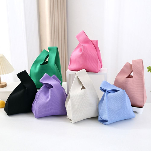 Bolso De Pulsera Knot, Bolsas De Compras De Color Liso De Gr