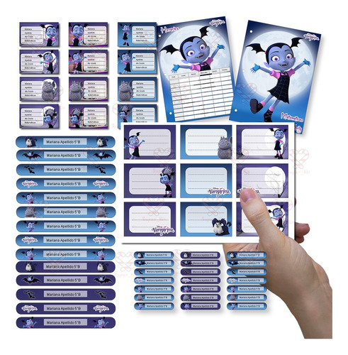 Kit Imprimible Etiquetas Escolares Vampirina Editable