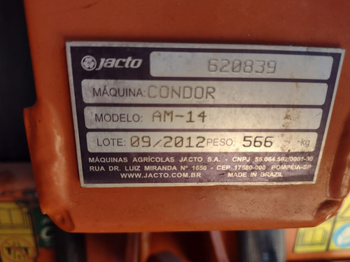 Imagem 2 de 12 de Pulverizador Jacto Condor Am-14 600 Litros Fabricação 2012
