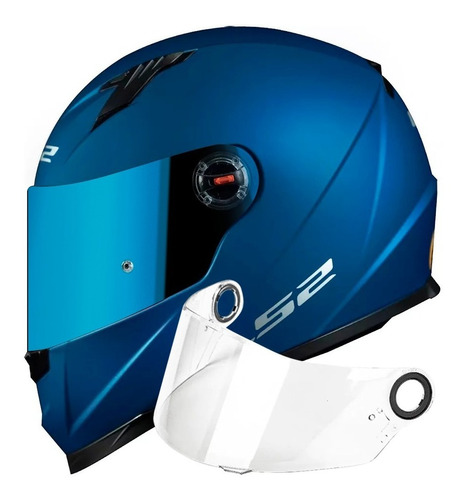 Capacete Ls2 Ff358 Classic Monocolor Azul-fosco+ Viseira