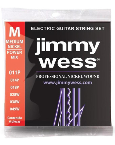 Jgo De Cuerdas Electrica Power Mix .011 Jimmy Wess Jwge-1011