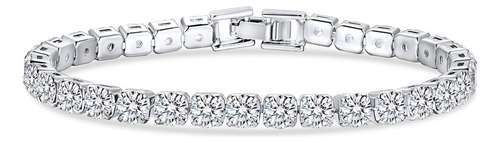 Pulseira De Tênis Esbbela Banhada A Ouro Branco 14k