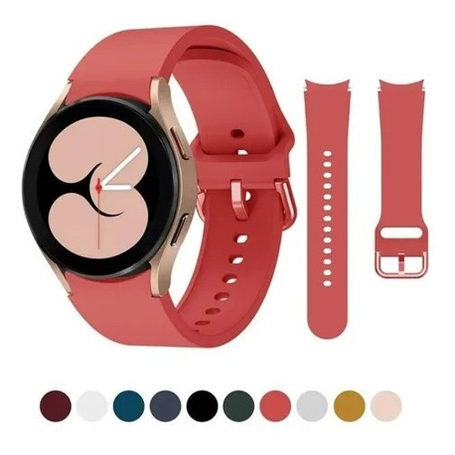Pulseira Silicone Compatível Samsung Galaxy Watch4 40/44mm Cor Vermelho Largura 4044