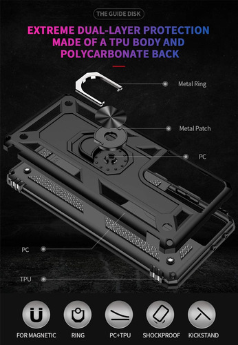 Funda Uso Rudo Para Galaxy S21 Ultra Carcasa+ Hidrogel Mica Negro Samsung Galaxy S21 Ultra
