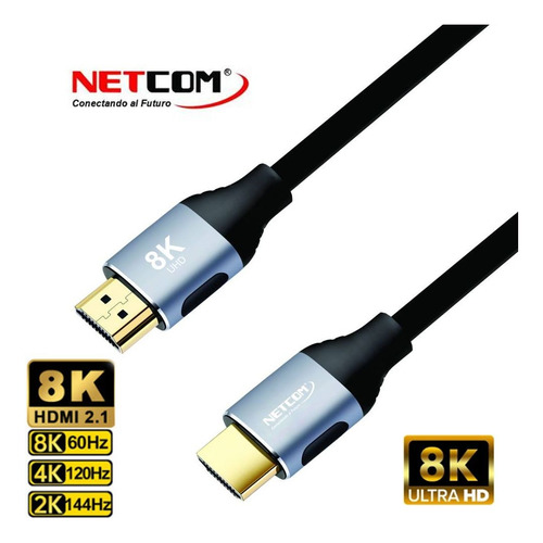 Cable Hdmi 2.1v 8k Netcom 3d 5 Mt 4320p 48gbps Hdr Earc