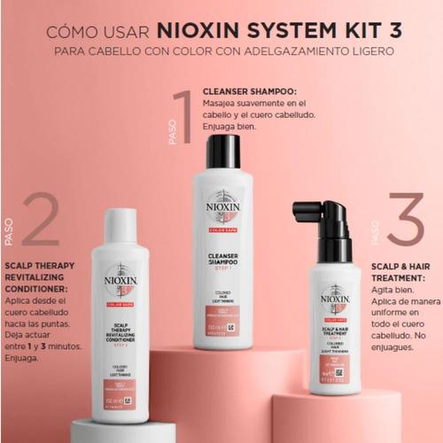 Kit De 3 Pasos Sist #3 300 Ml Nioxin - Anti Caída Nioxin